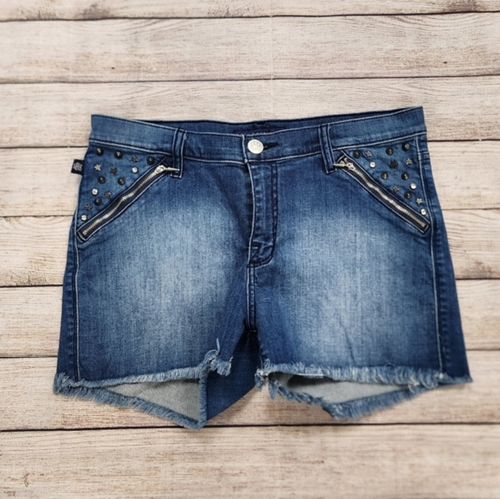 Rock & Republic Pixie Metal Stud Zipper Jean Shorts